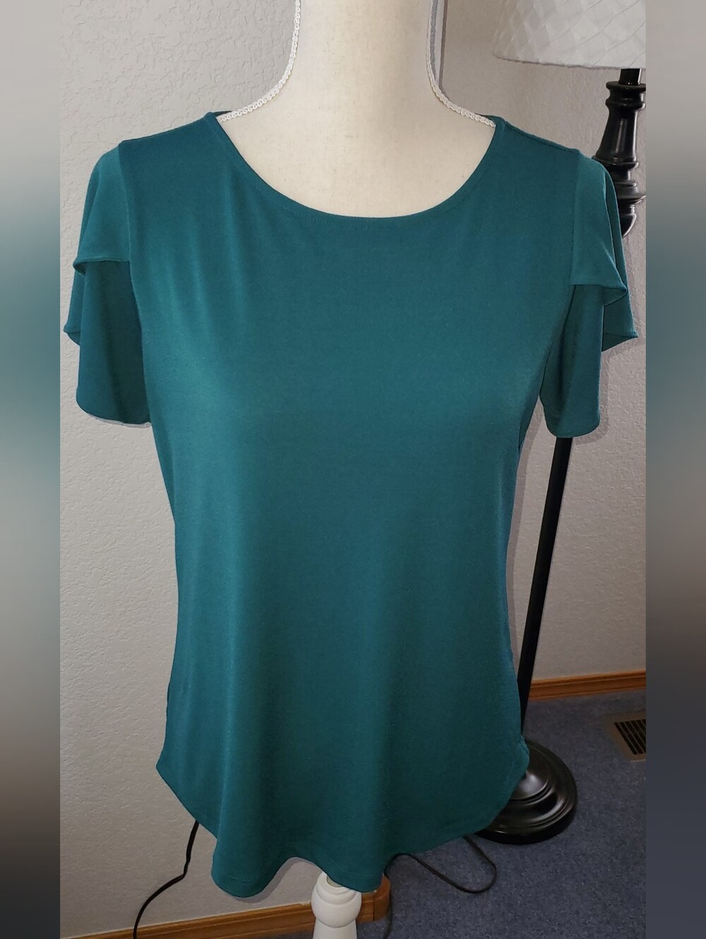 Christopher & Banks Teal Ruffle Top - Picture 2 of 8